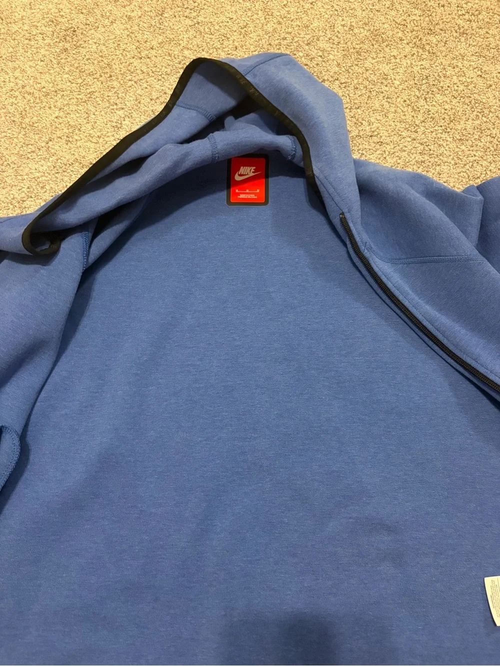Nike Blue Hooded Asymmetrical Zip Jacket with Black Trim
